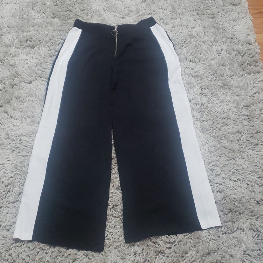 Black and white dressy wide leg pants